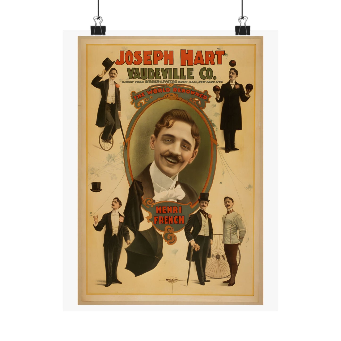 Vintage Vaudeville Poster Print — Joseph Hart, Weber & Fields Music Hall