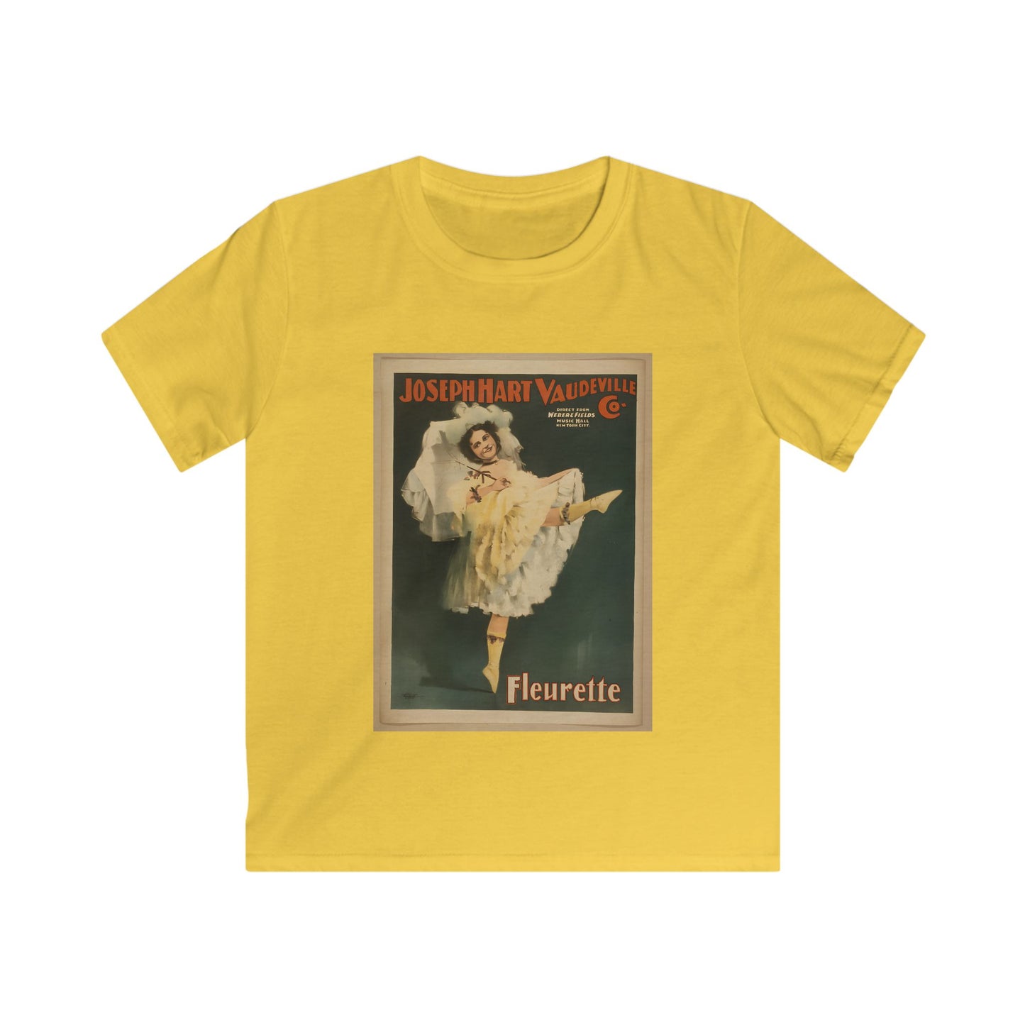 Vintage 'Fleurette' Vaudeville Poster Kids T-Shirt  (available in Red, White, Yellow & Blue)