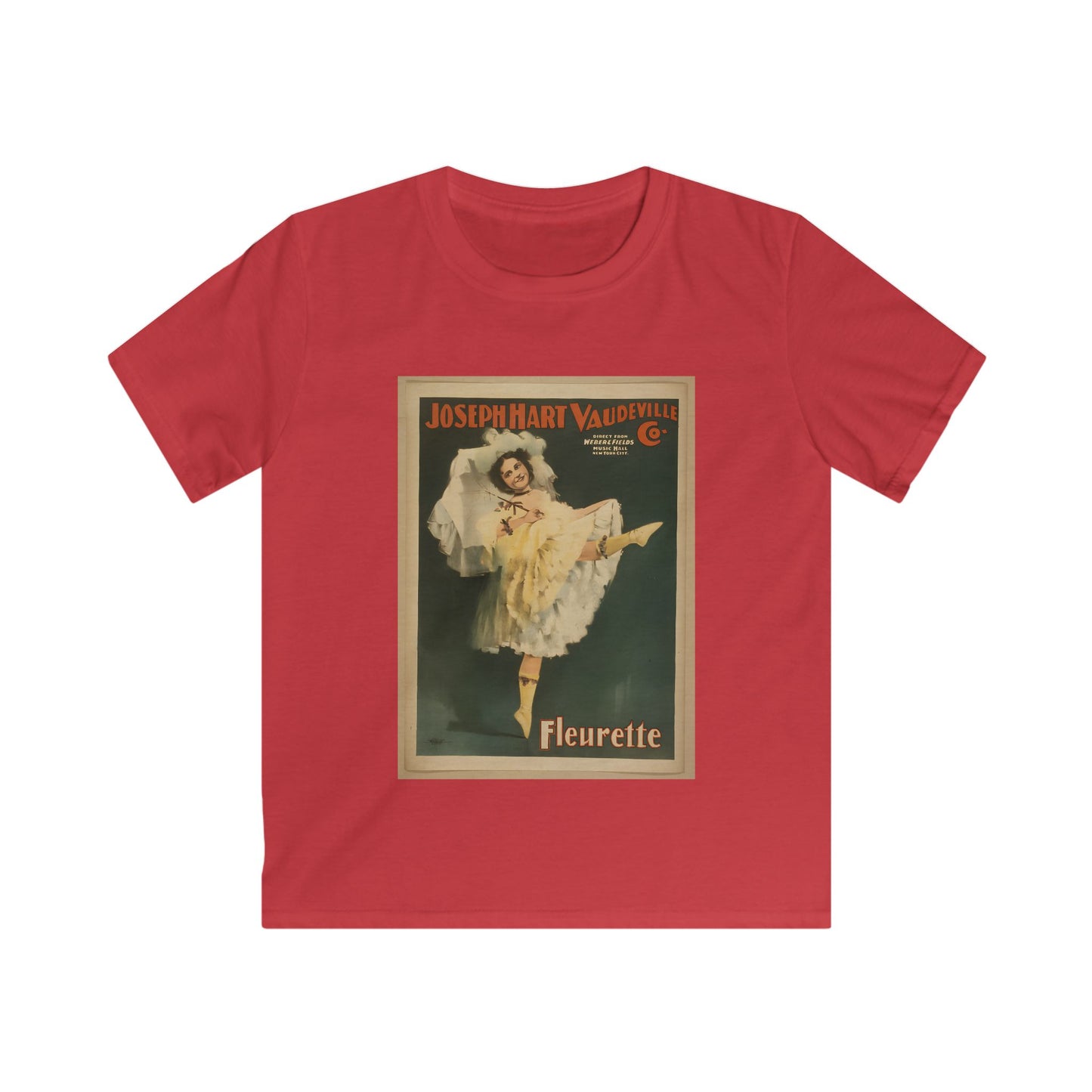 Vintage 'Fleurette' Vaudeville Poster Kids T-Shirt  (available in Red, White, Yellow & Blue)