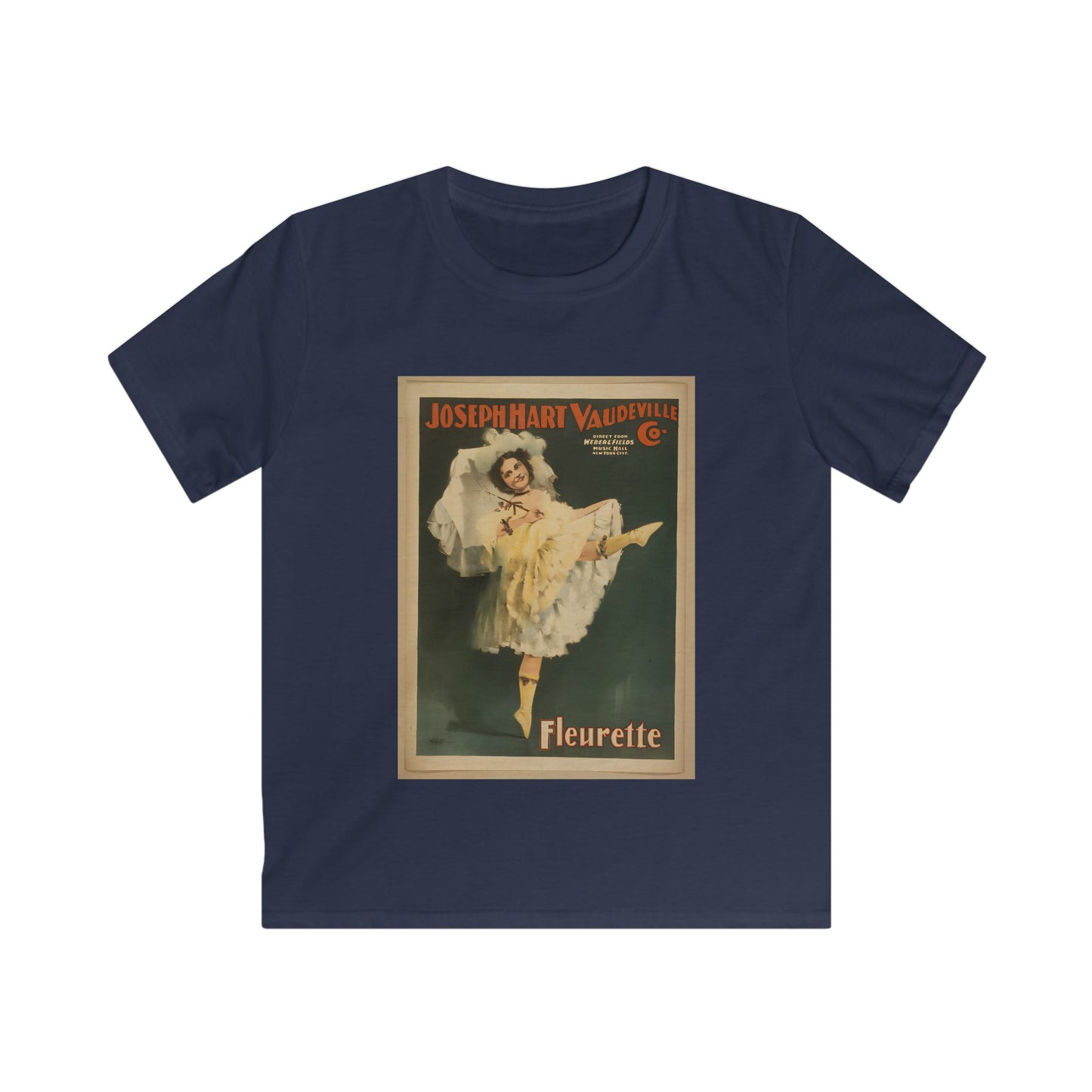 Vintage 'Fleurette' Vaudeville Poster Kids T-Shirt  (available in Red, White, Yellow & Blue)