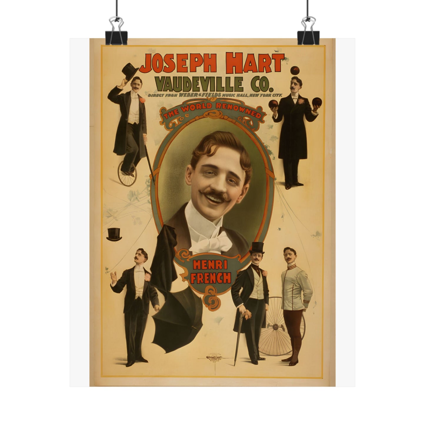 Vintage Vaudeville Poster Print — Joseph Hart, Weber & Fields Music Hall