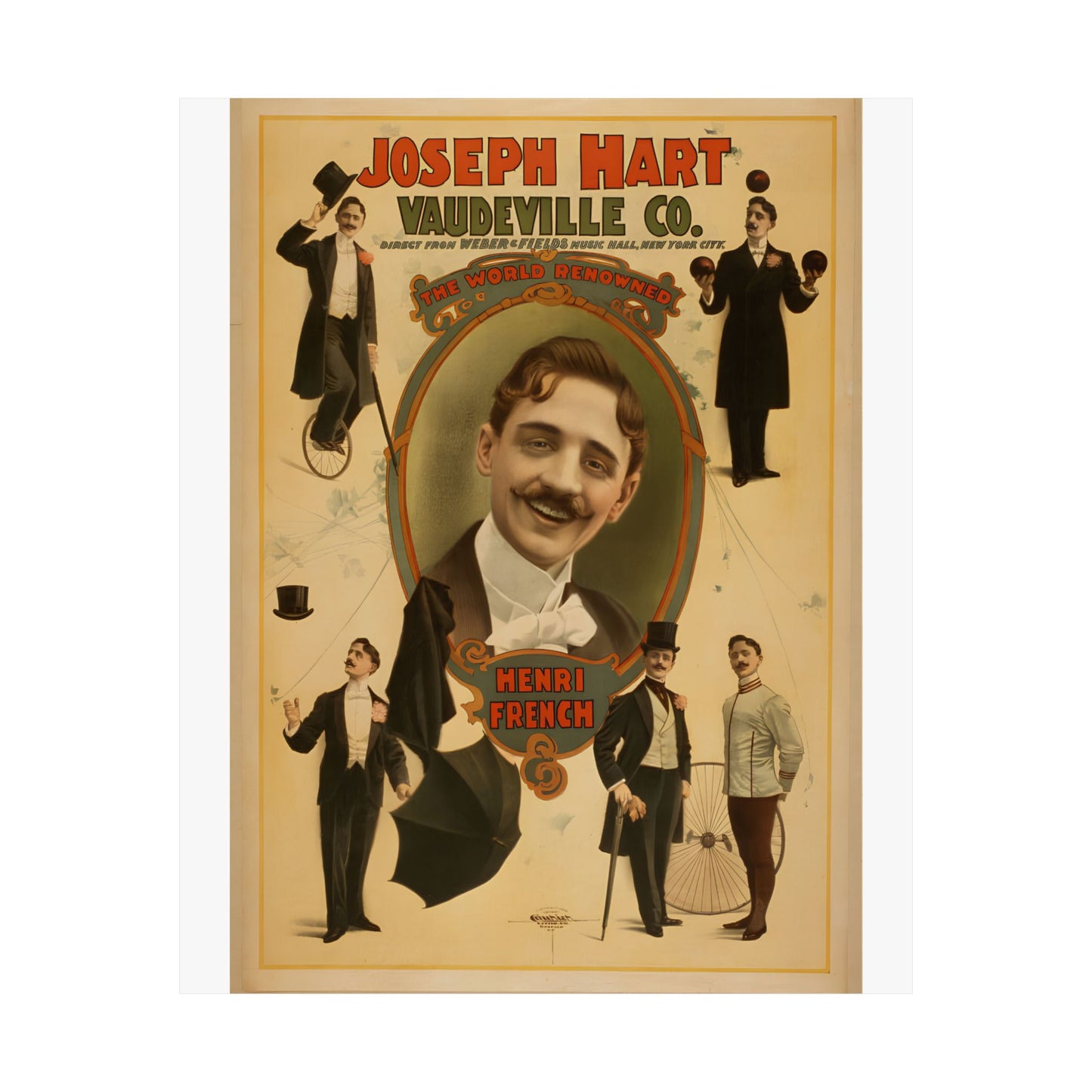 Vintage Vaudeville Poster Print — Joseph Hart, Weber & Fields Music Hall