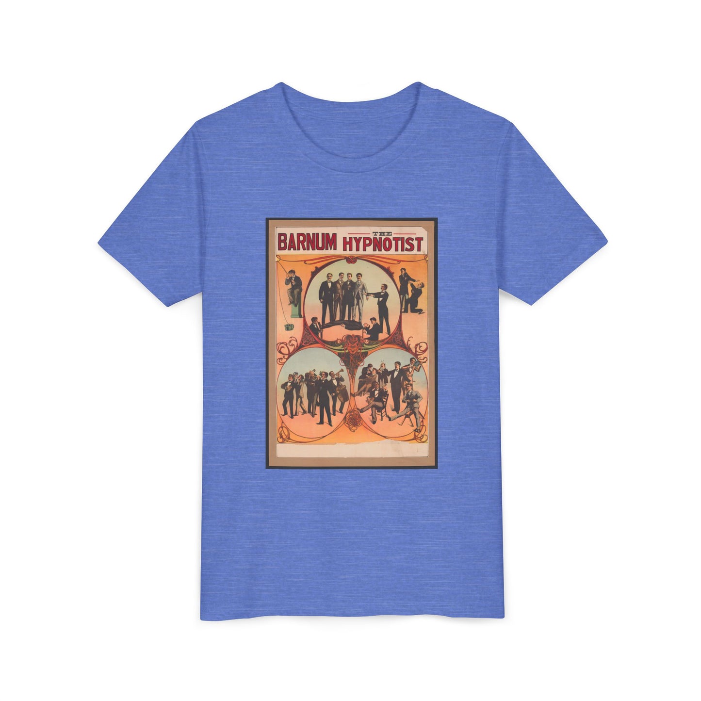 Vintage 'Barnum Hypnotist' Circus Poster Kids T-Shirt (available in Grey, Blue, Pink, Red)
