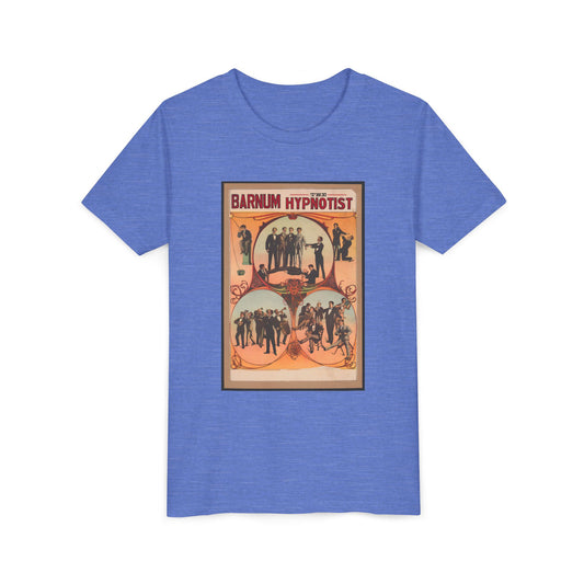 Vintage 'Barnum Hypnotist' Circus Poster Kids T-Shirt (available in Grey, Blue, Pink, Red)
